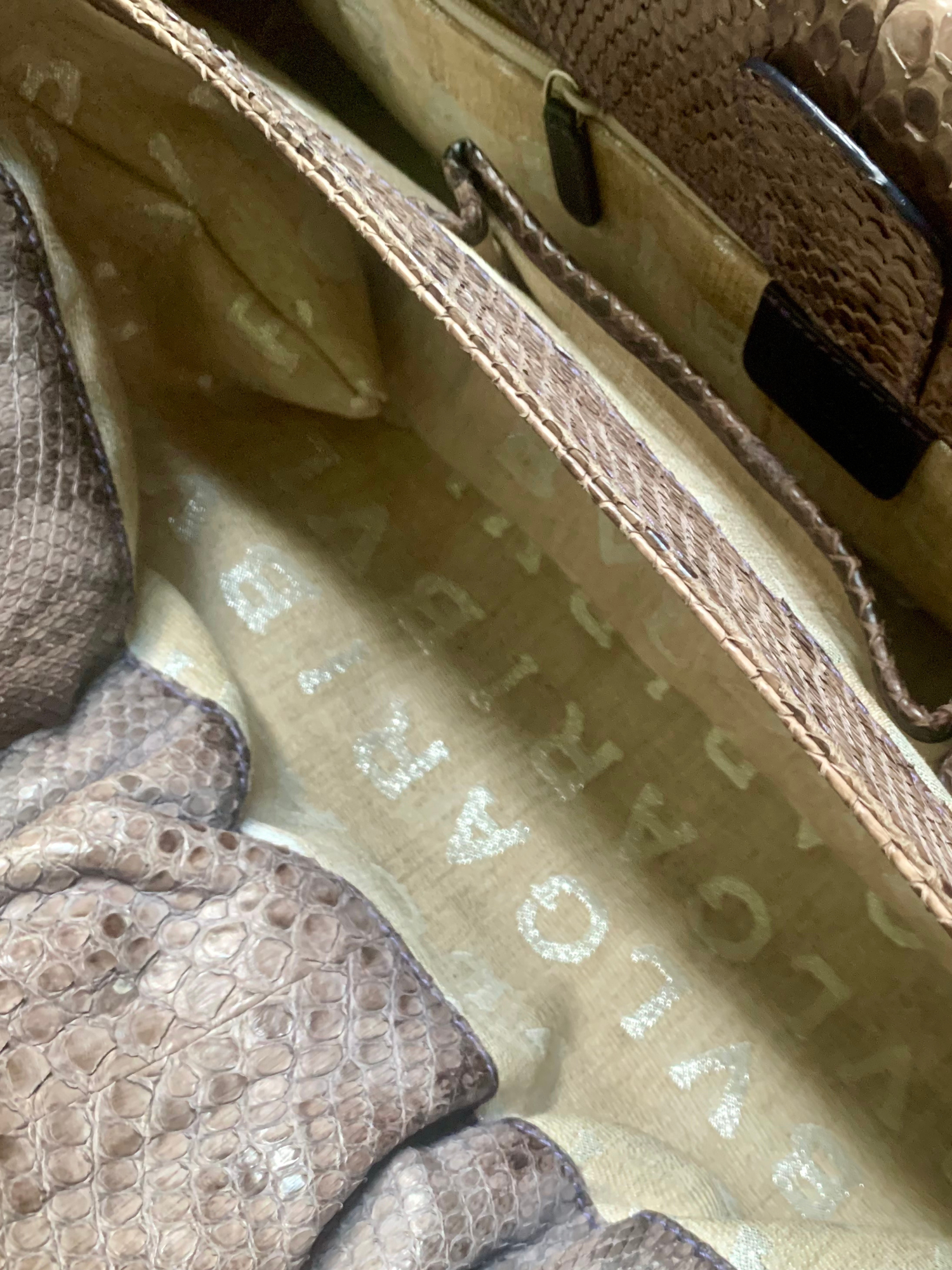 Y2K Vintage Blvgari Python Hobo Handbag — Sunset Blvd Vintage