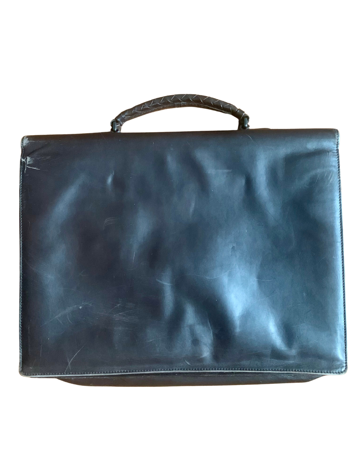 90s Bottega Venetta Brown Leather 3 Folder Briefcase — Sunset Blvd
