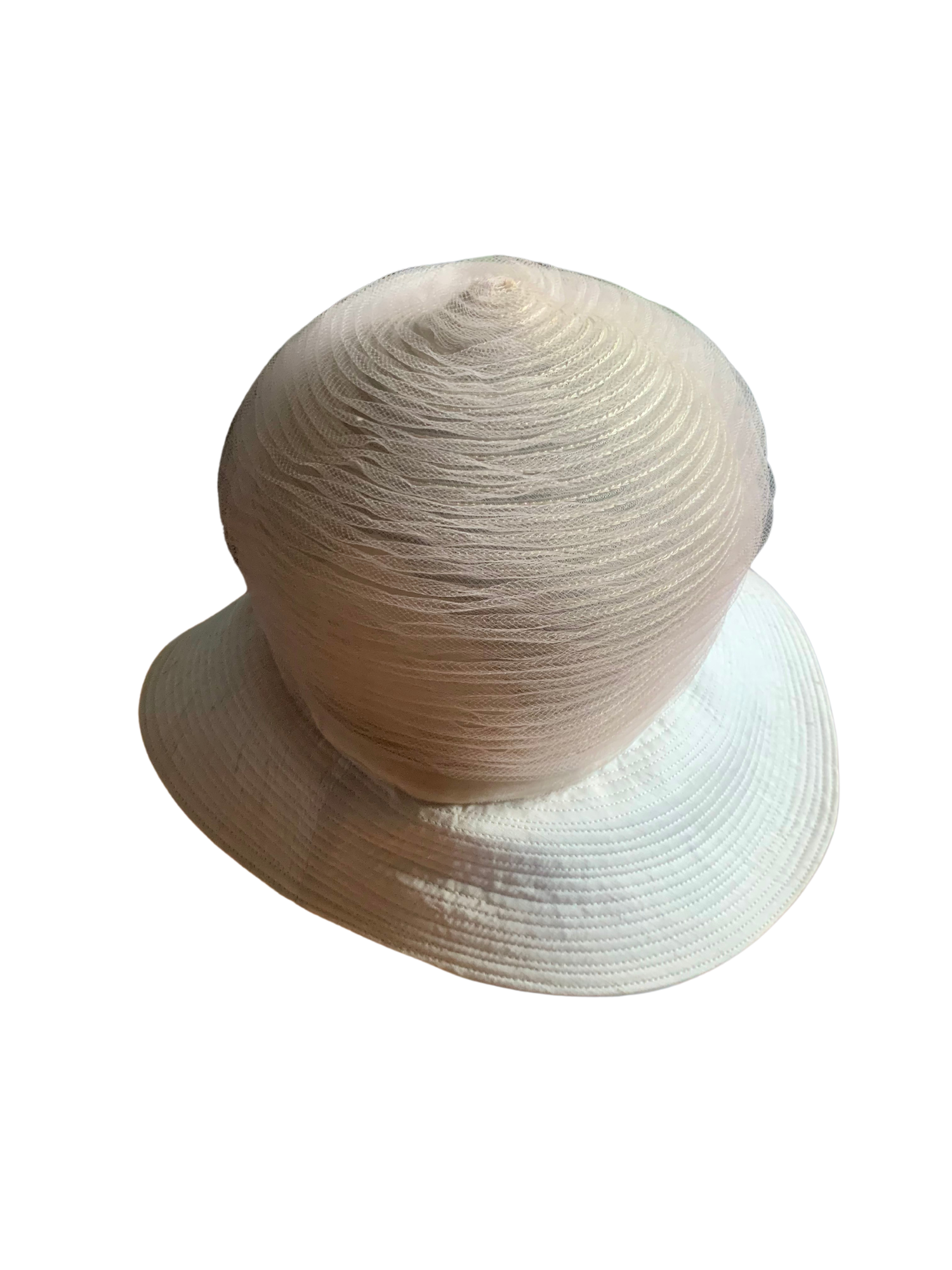 50s Schiaparelli Beige Mesh Hat w/ Velvet Bow — Sunset Blvd 