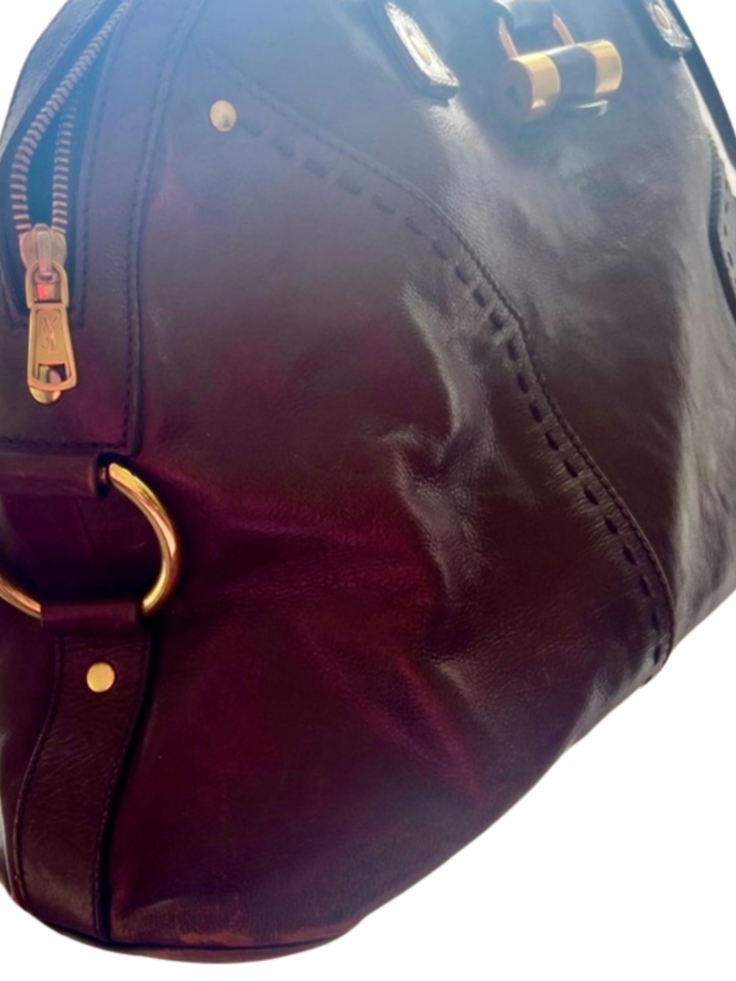 90s Yves Saint Laurent Plum Leather Muse Handbag — Sunset Blvd