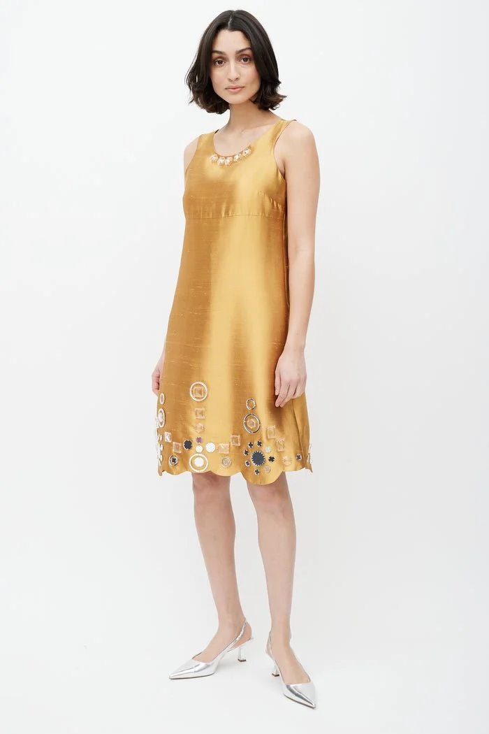 Vintage Y2K Miu Miu Yellow Mirrored Silk Dress  Sunset Blvd Vintage  Designer & Vintage Clothing and Accessories Shop