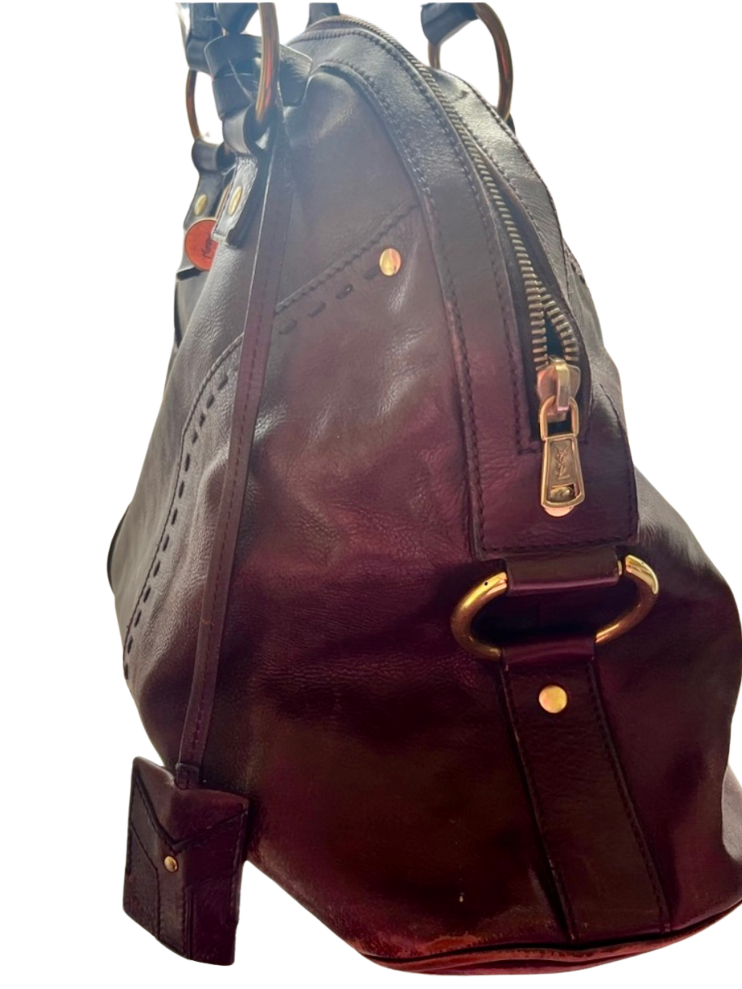 90s Yves Saint Laurent Plum Leather Muse Handbag — Sunset Blvd