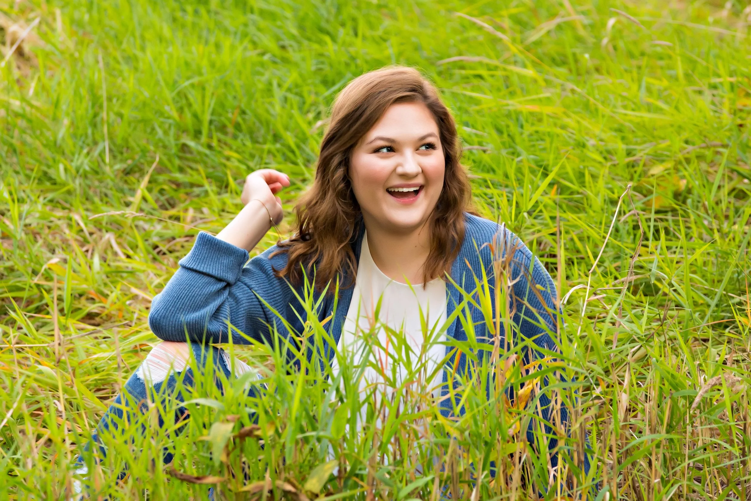 High school senior wearing a casual outfit during a senior photography session in Vancouver, WA.