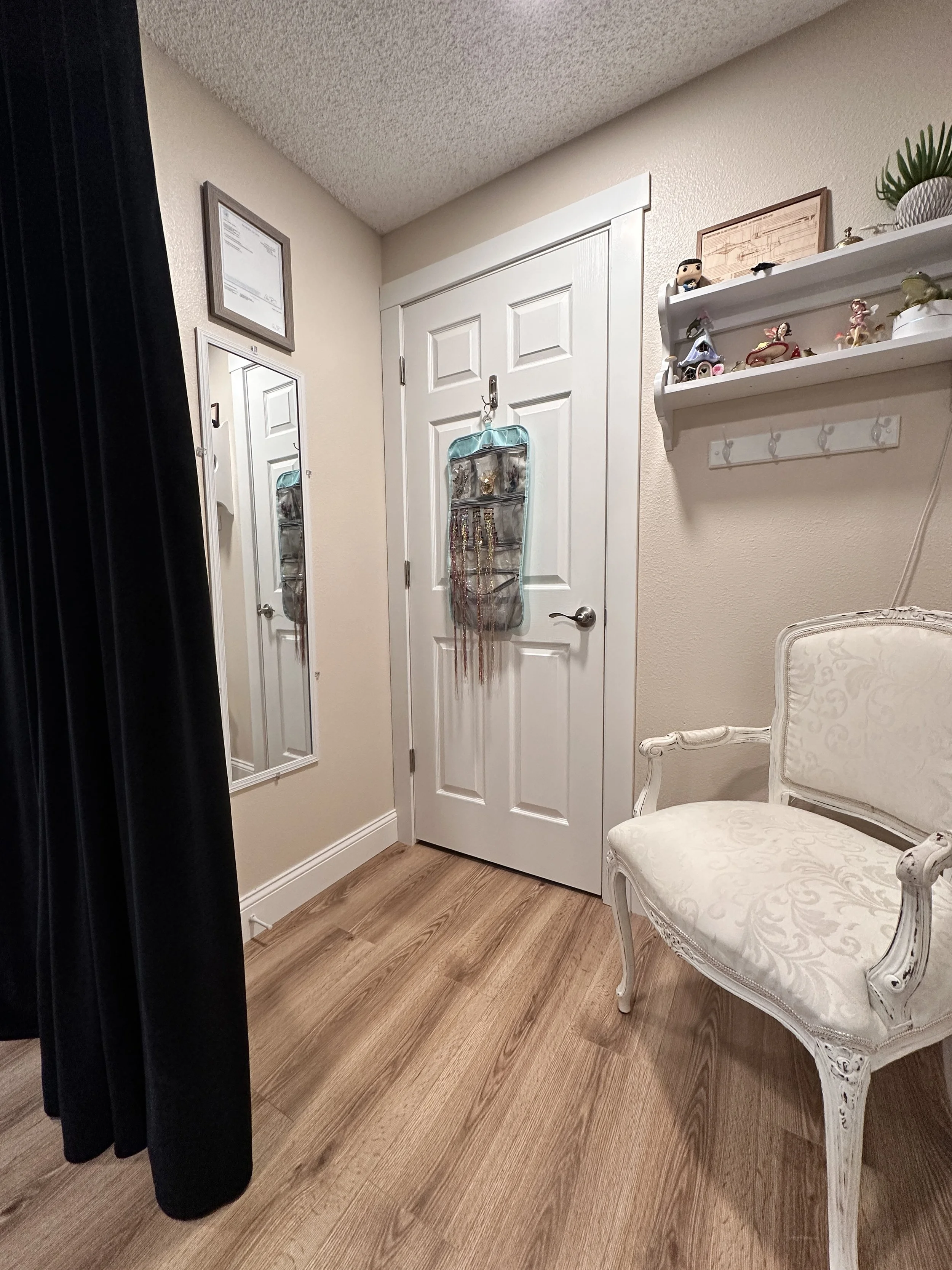 Changing area in the photo studio