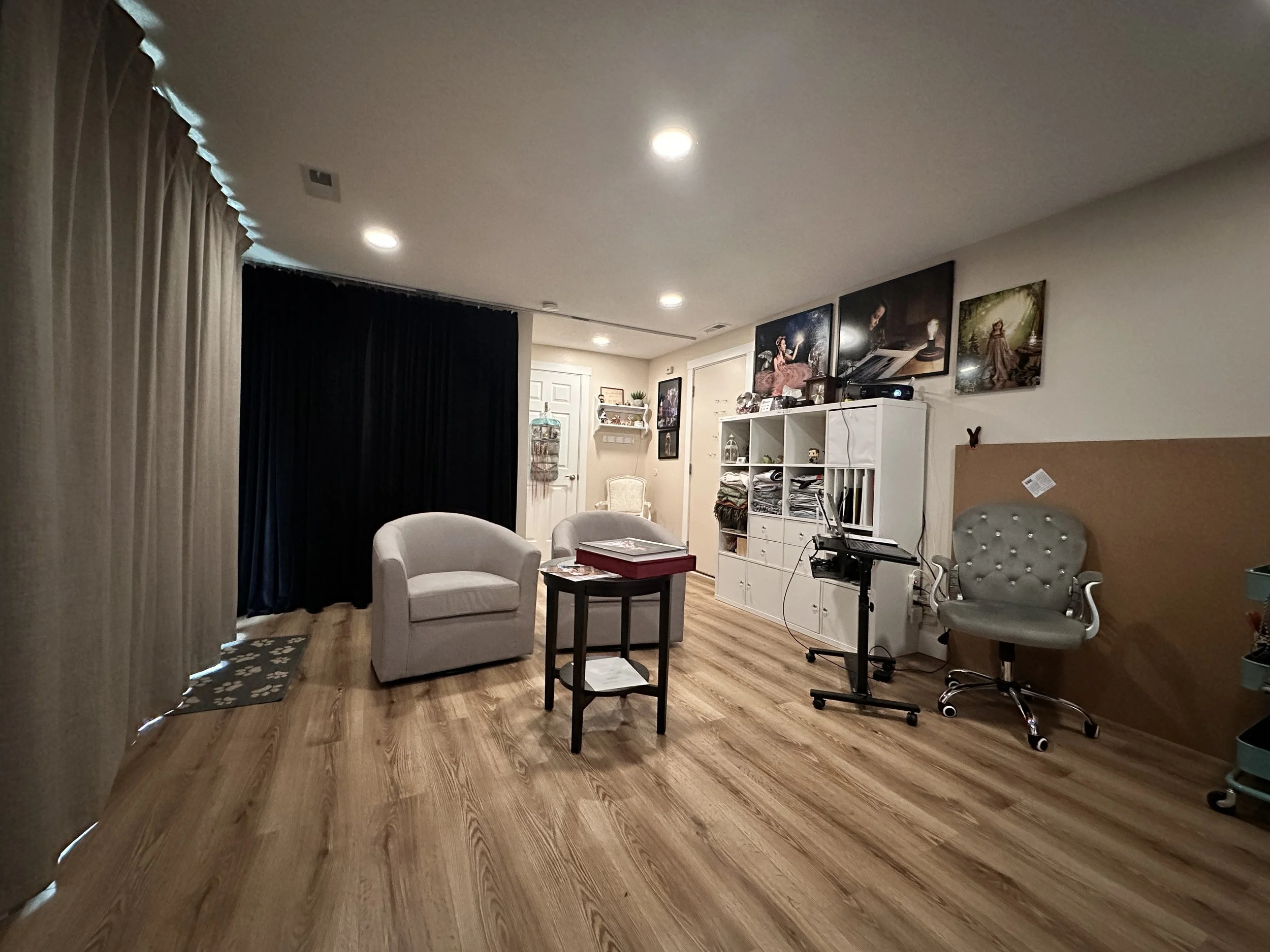 View of the clients seating area