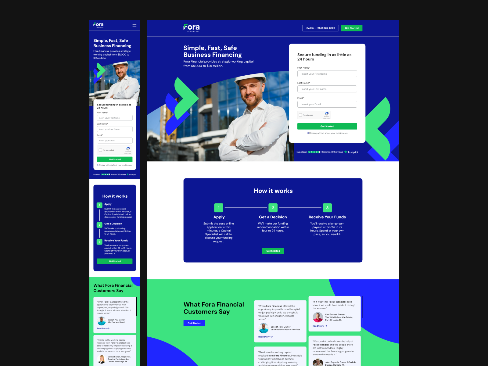 Fora Financial — Dynamic landing page system