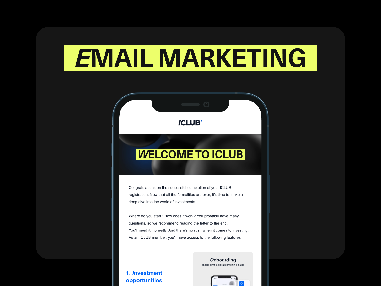 iClub — Email system redesigned for brand consistency and readability