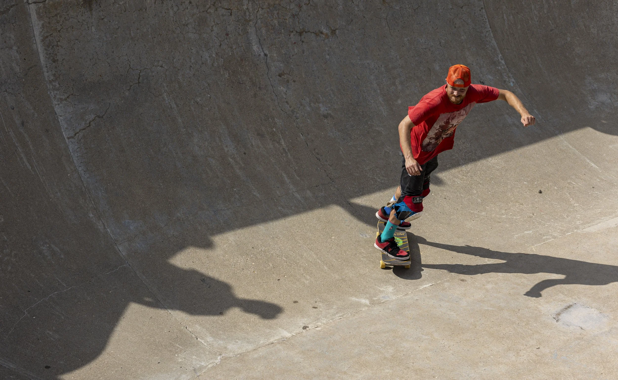 A skateboarder rides the bowl during Skate Jam at the Athens Skate Park in Athens, Ohio, Sept. 13, 2026.
