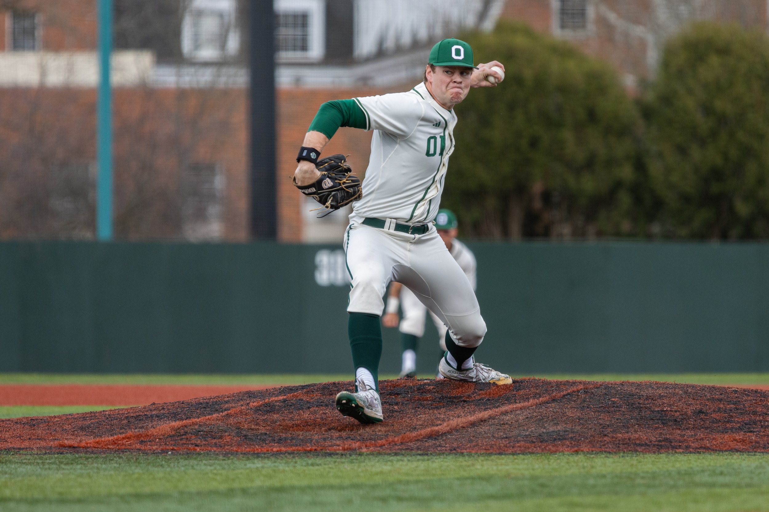 Ohio Bobcats pitcher Dilon Masters (13) throws against Northern Illinois at Wren Stadium in Athens, Mar. 8, 2024. | Shot for The Post