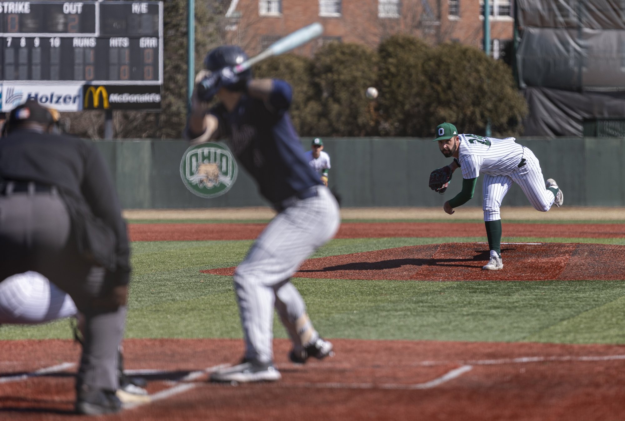 Ohio Bobcats left handed pitcher Jacob Tate (24) throws against Butler at Wren Stadium in Athens, Ohio, Mar. 2, 2025.