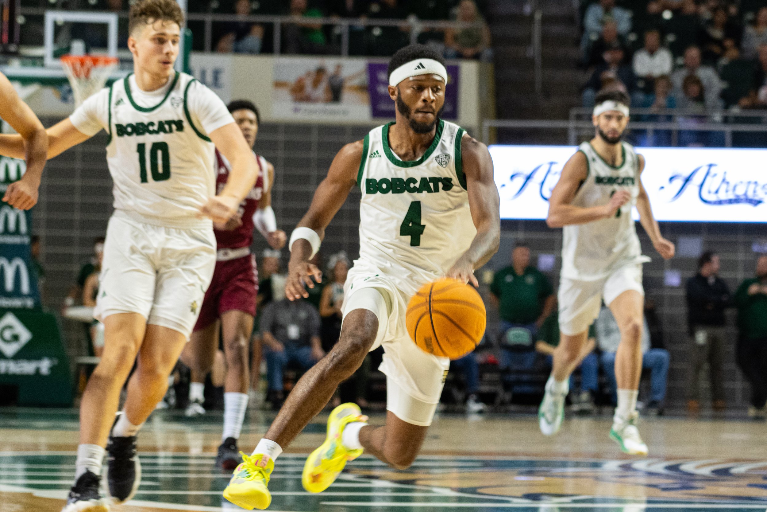 Ohio Bobcats guard Shereef Mitchell (4) dribbles the ball against Troy at The Convo in Athens, Ohio Nov. 8, 2023 | Shot for The Post