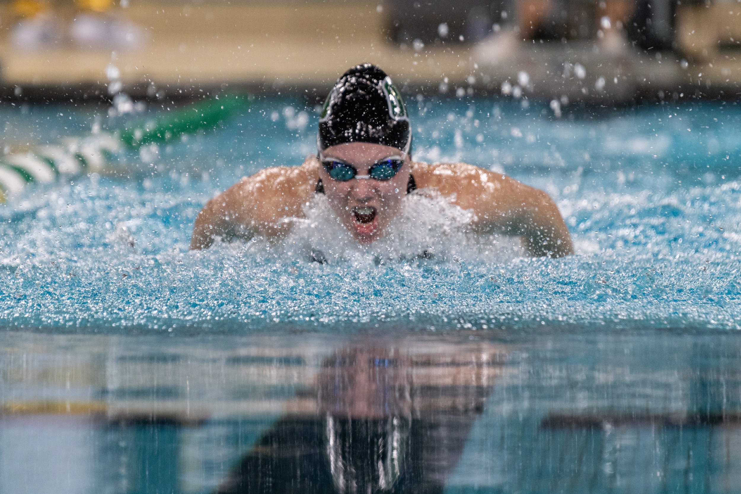 Ohio Bobcats swimmer Morgan Croaning competes in the 400 yard independent medley event in the MAC Swimming and Diving Championships in the Ohio University Aquatic Center in Athens, Ohio, Mar. 1, 2024. | Shot for The Post