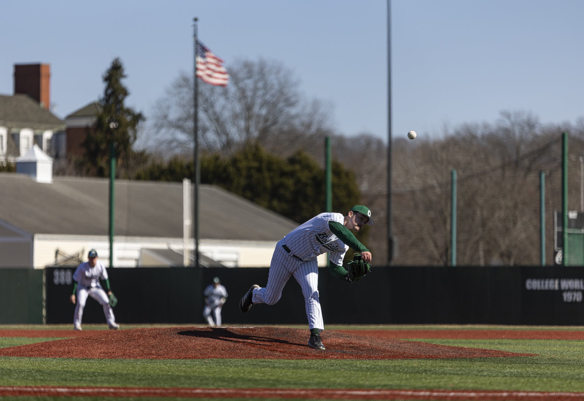 Ohio Bobcats right handed pitcher Hudson Boncal (33) pitches against Butler at Wren Stadium in Athens, Ohio, Mar. 2, 2025.