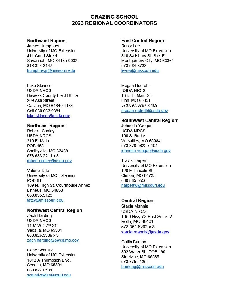 Grazing Schools โ Missouri Forage and Grassland Council