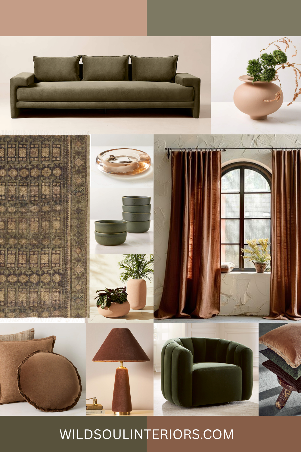 Earthy Boho Color Palette with terracotta and olive green