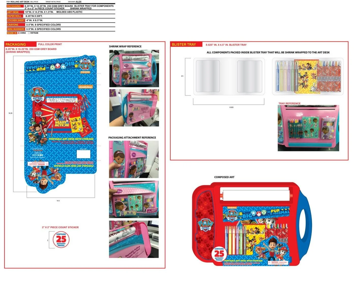 Production file from Nickelodeon Stationery Gift Set
