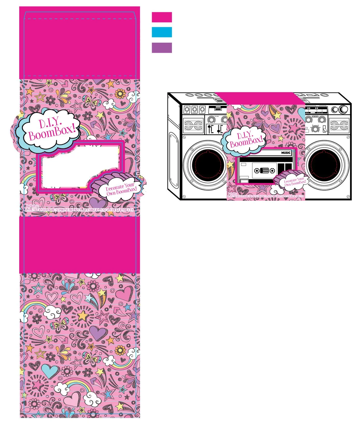 Wrap style packaging for a DIY boom box