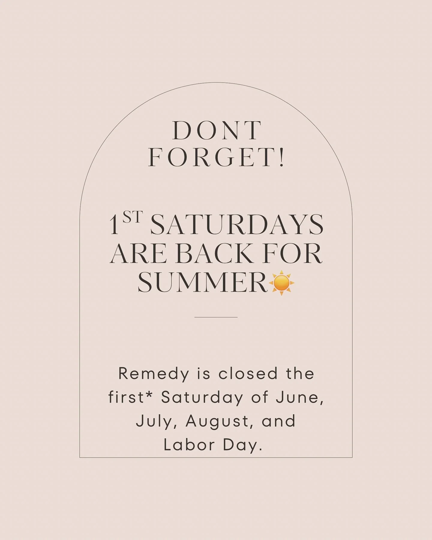 ☀️☀️1st Saturdays are back for summer!☀️☀️ 
Our amazing girlies will be off the first* Saturday of the summer months for some much needed work life balance. Please plan according when booking your appointments. 
Summer appointments are going QUICK😅
