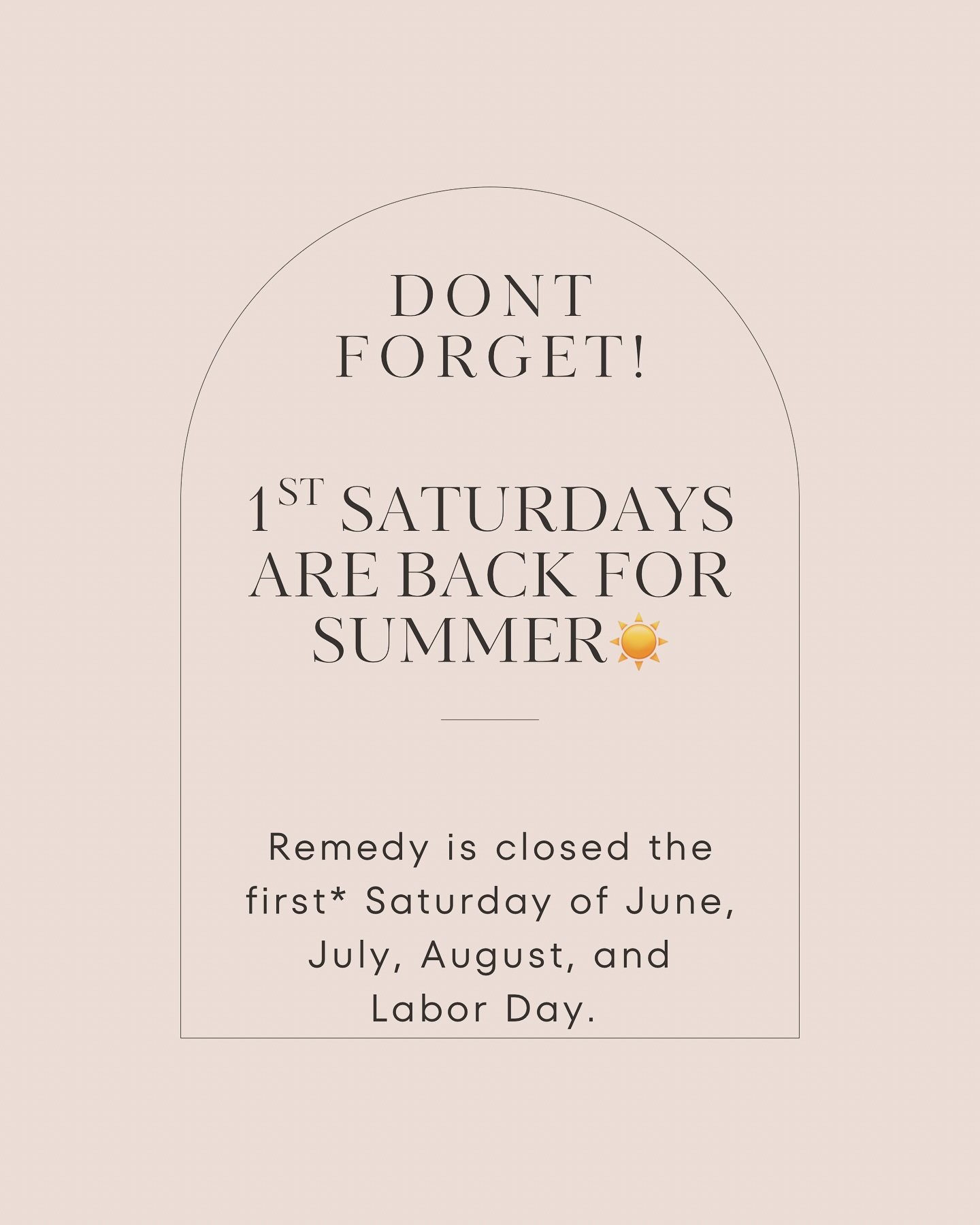 ☀️☀️1st Saturdays are back for summer!☀️☀️ 
Our amazing girlies will be off the first* Saturday of the summer months for some much needed work life balance. Please plan according when booking your appointments. 
Summer appointments are going QUICK😅
