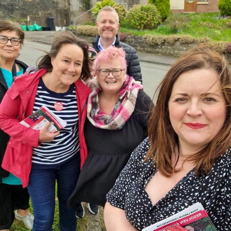 Carolyn campaigning for Welsh Labour during the 2022 Local Elections