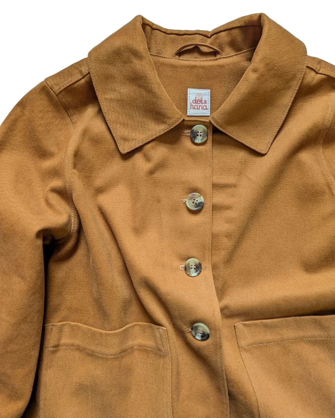 frankie chore jacket - ochre - collar close up flat lay.jpg