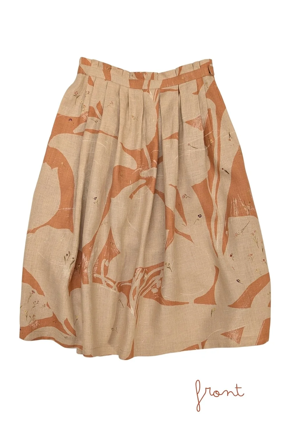 Momo Pleated Linen Midi Skirt - Peach