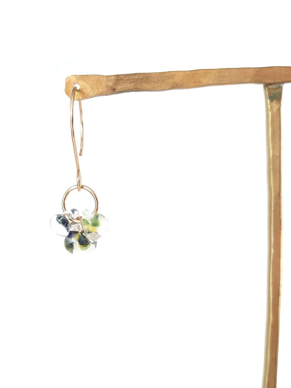 seasonal earrings grass sterling close up image on stand