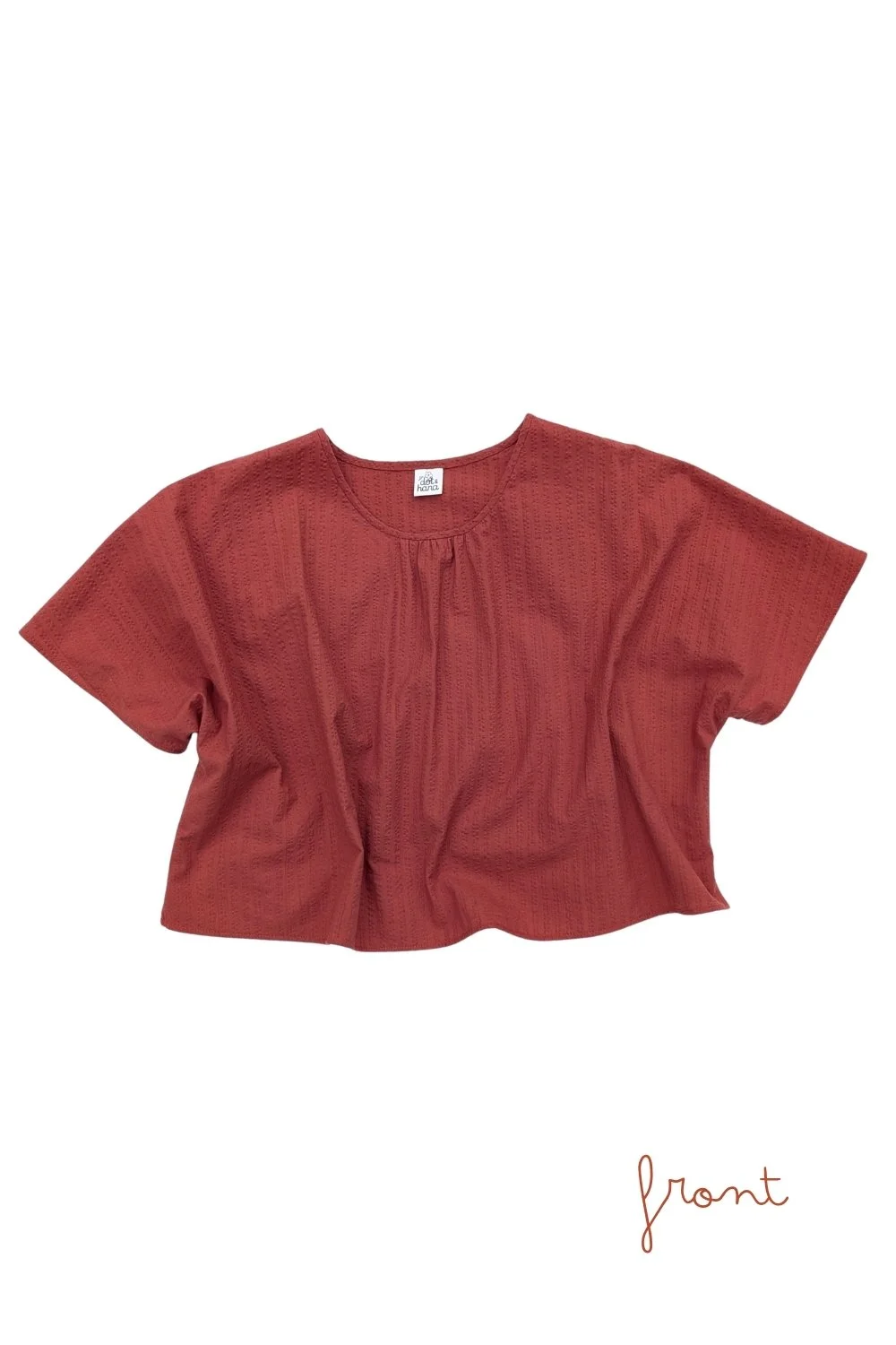hannah t-shirt top - rust seersucker front.jpg