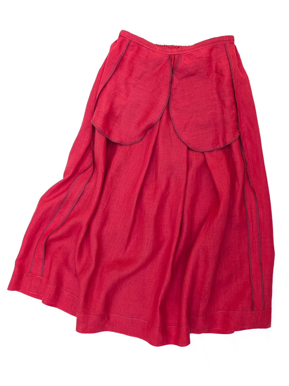 Maria red linen full skirt - innards