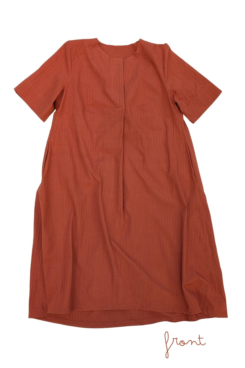 Hannah Seersucker Midi Dress - Rust