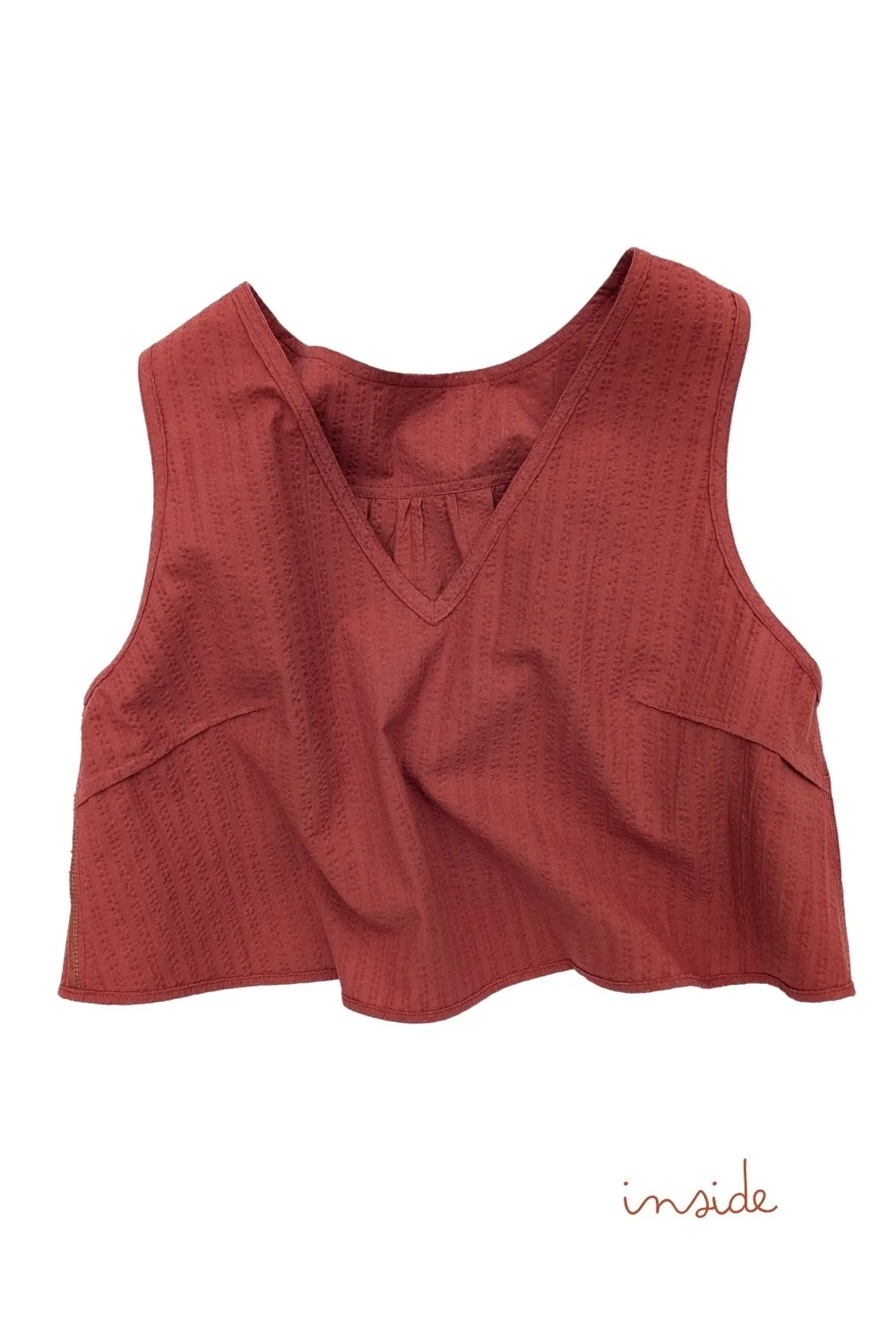 hannah vest top - rust seersucker - inside.jpg