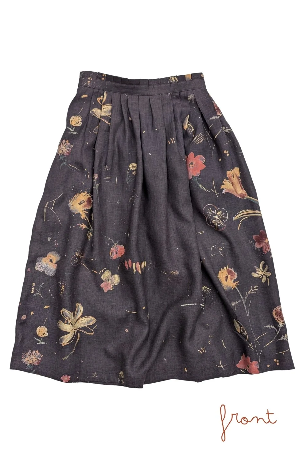 Momo Pleated Linen Midi Skirt - Pit