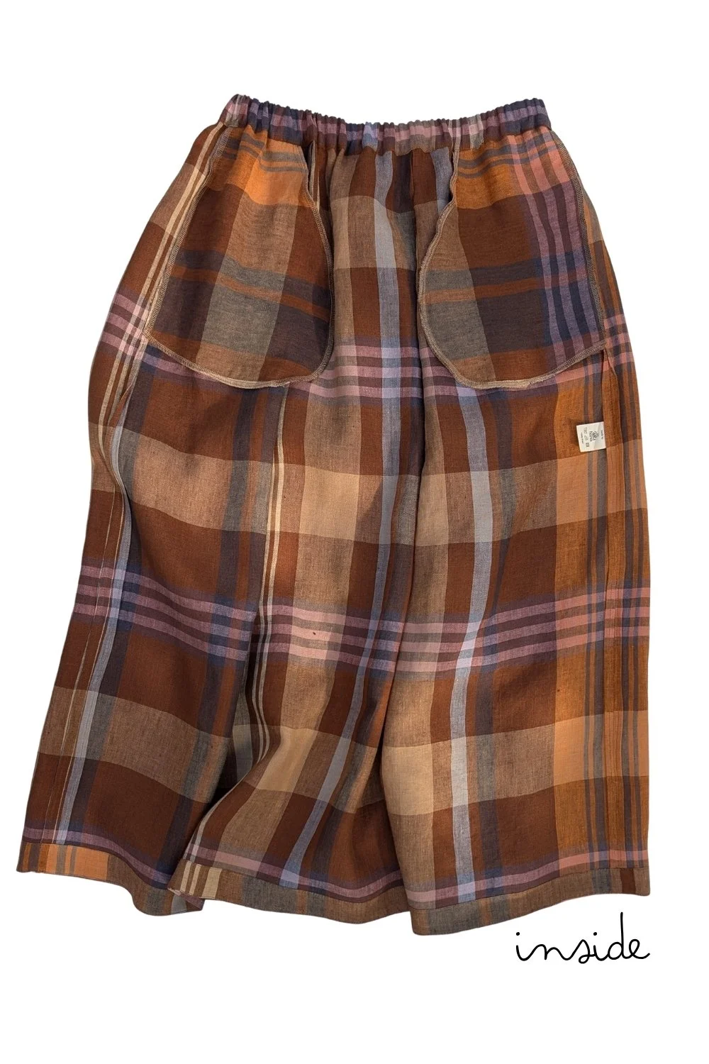 annie brown check linen skirt - inside.jpg