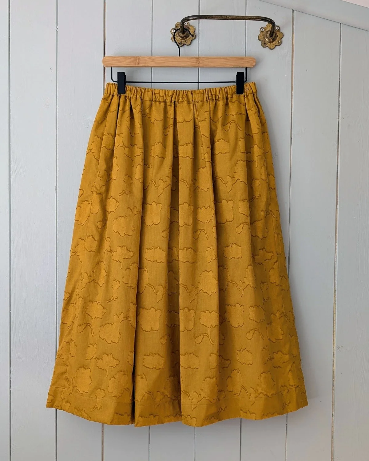 handmade ochre yellow floral midi
