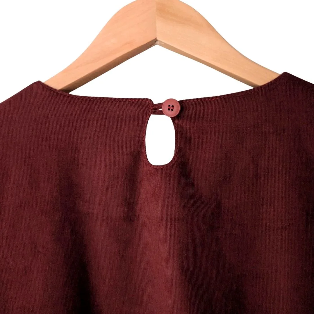 cord dress button detail