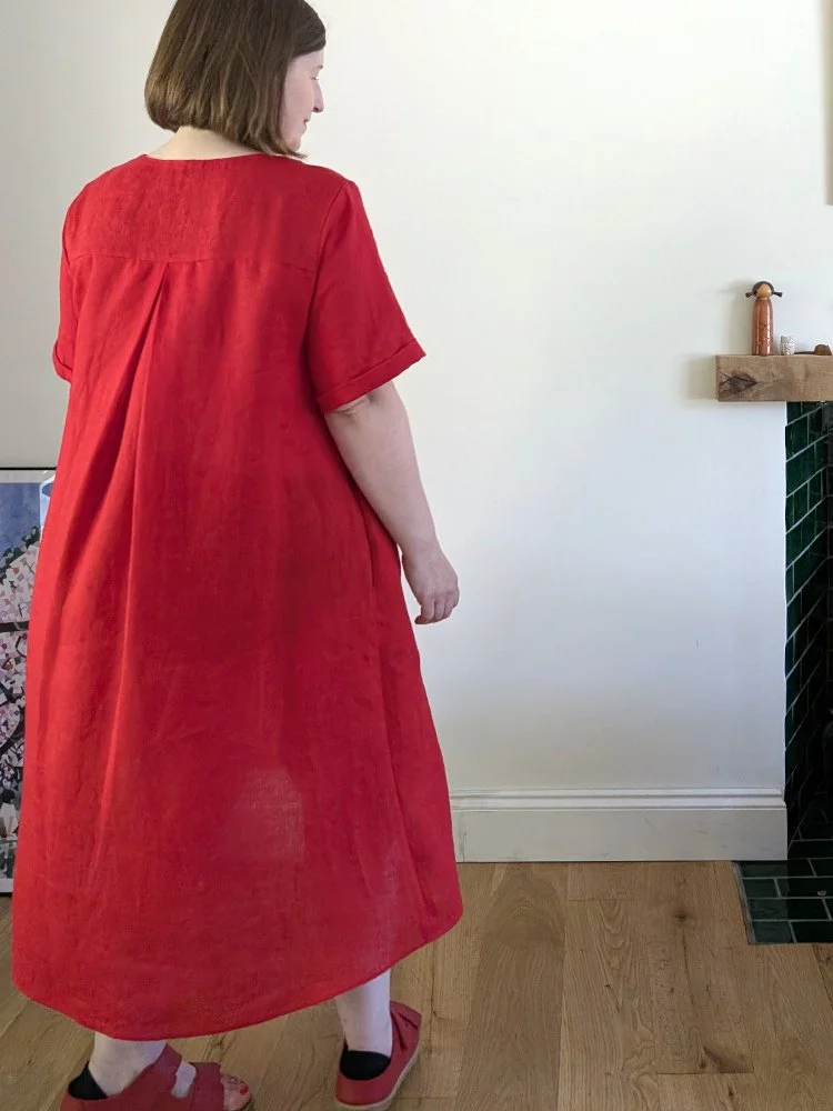 Maria dress handmade red linen midi dress