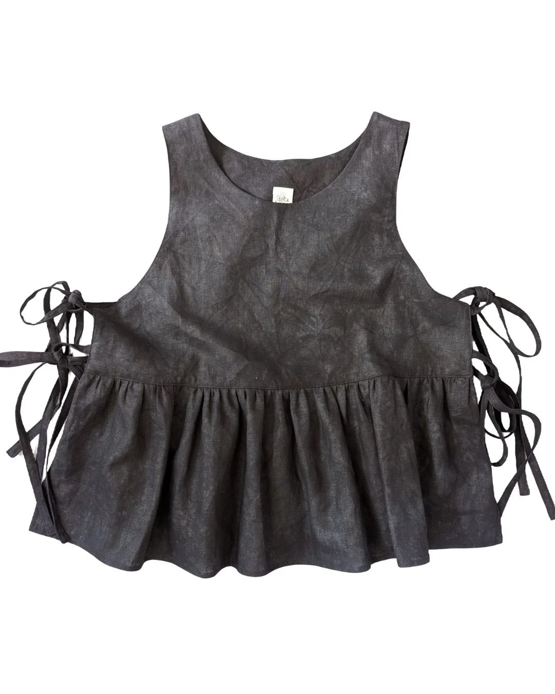 black tie dye daisy side-tie top