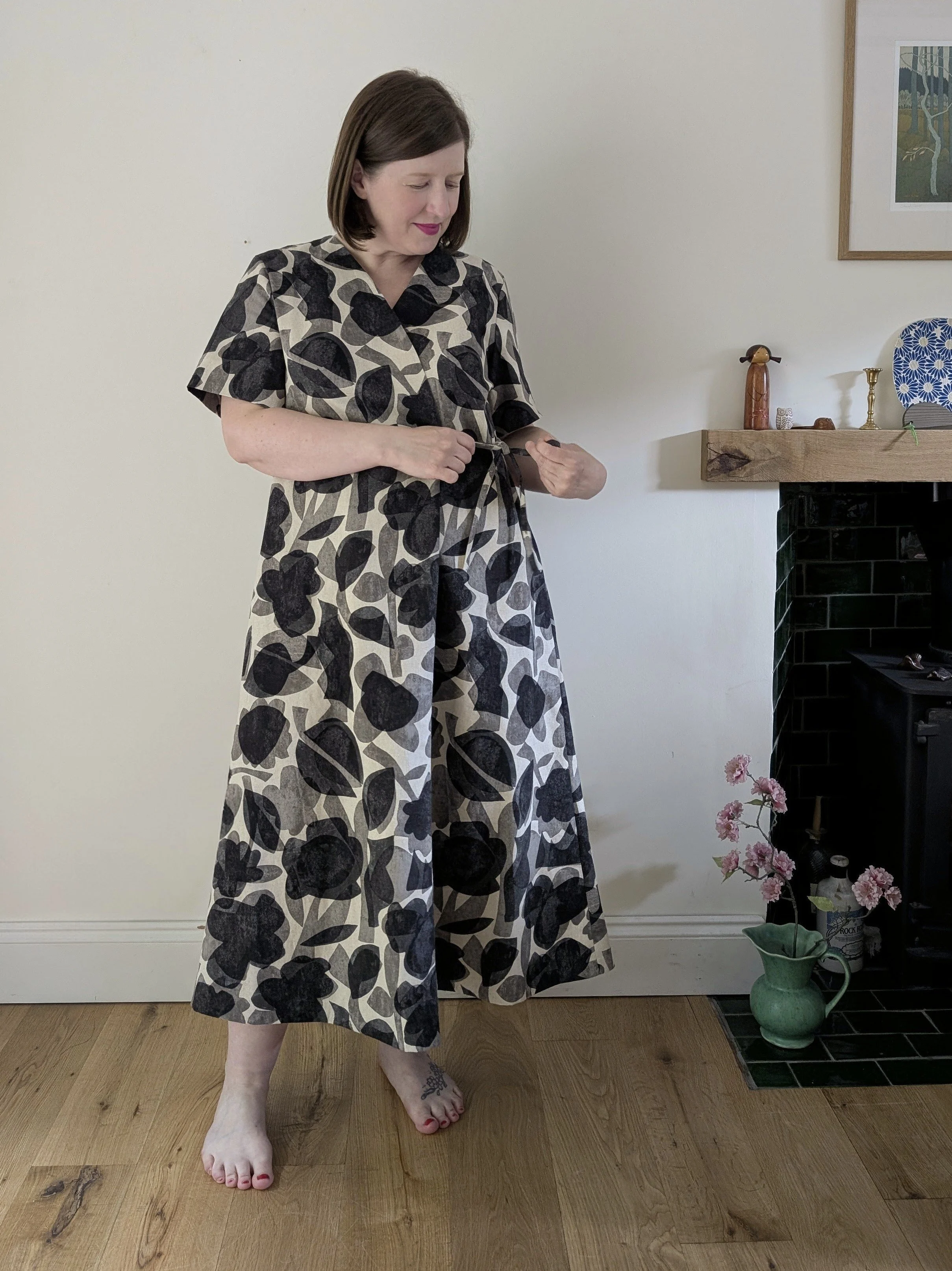 black and white floral print wrap dress.jpg