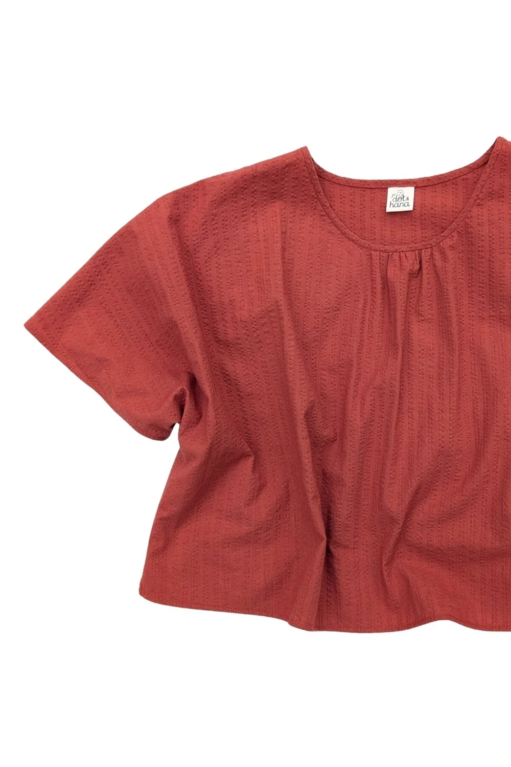 hannah t-shirt top - rust seersucker - detail.jpg