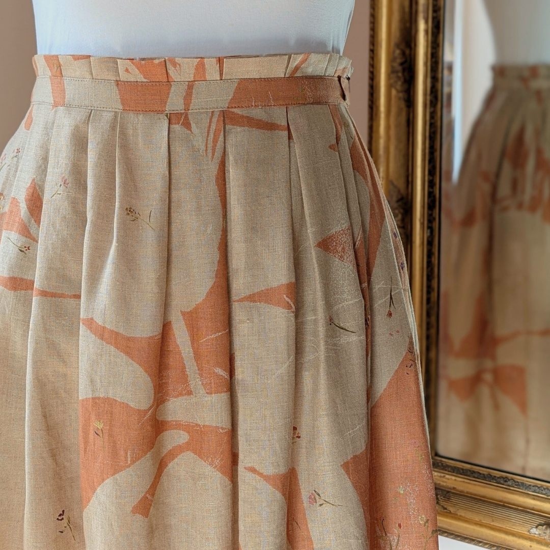 floral pleated midi skirt close up