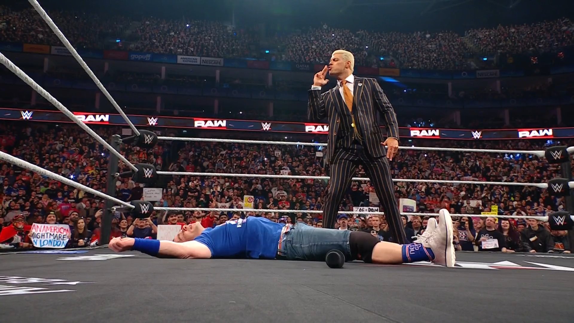 Cody Rhodes attacks John Cena