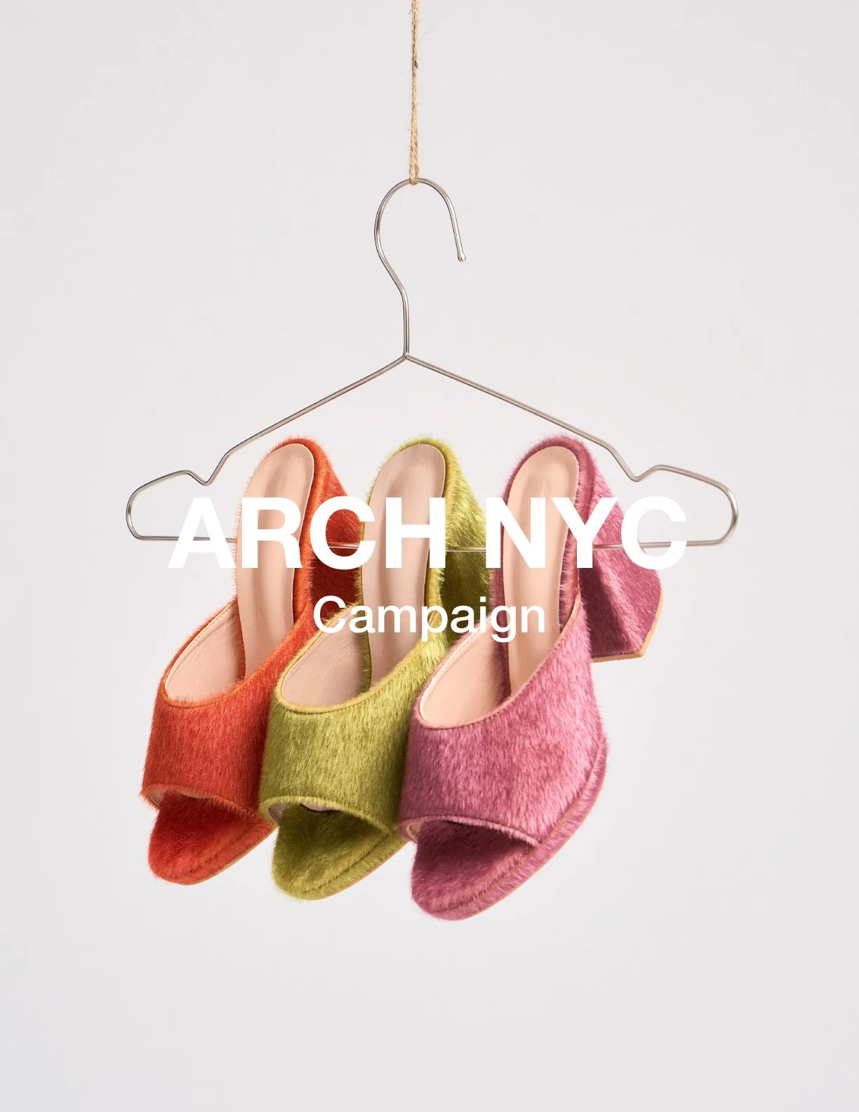 Creative product photography shot of colorful ARCH NYC mules in Orlando photo studio