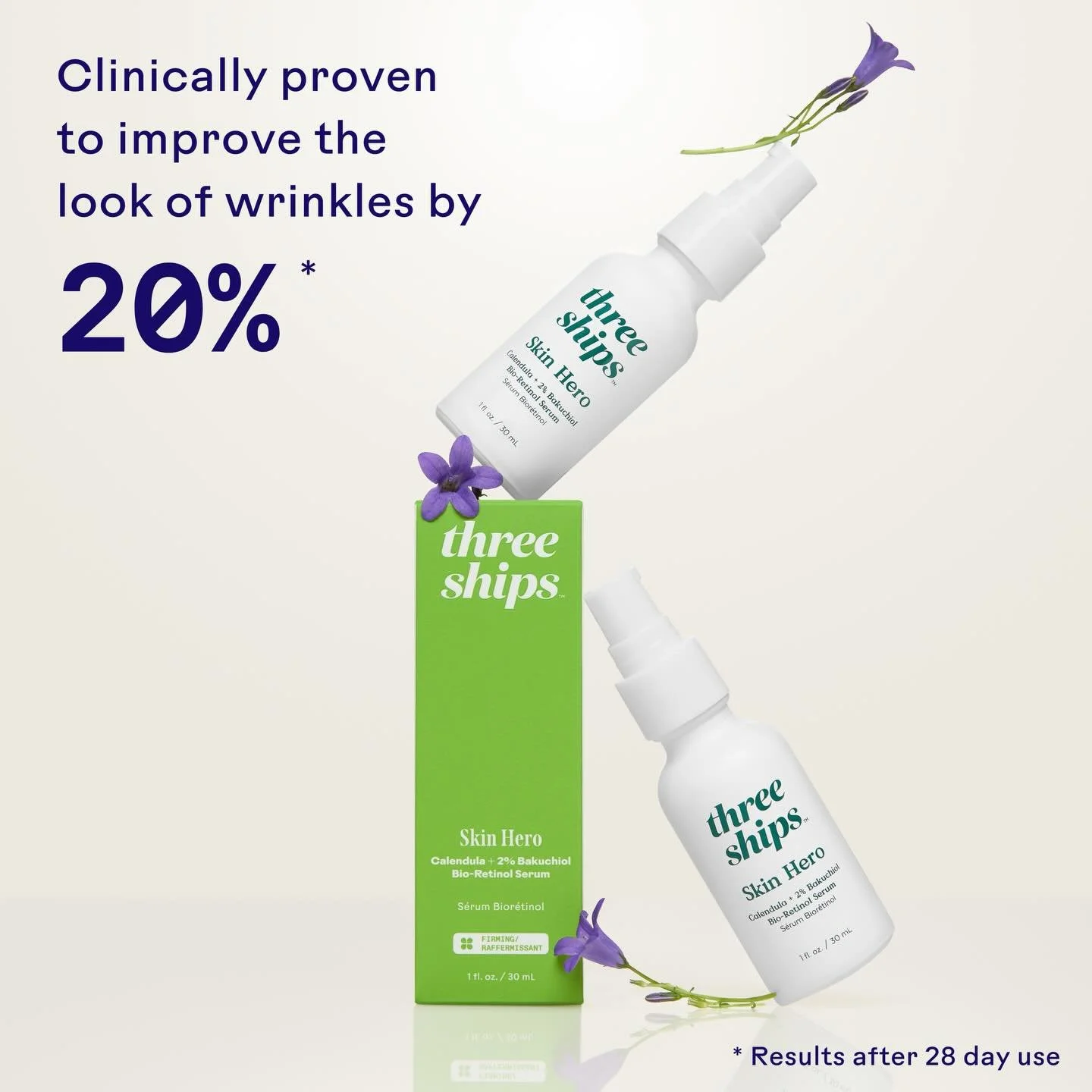 Lissez, hydratez et revitalisez votre peau 🌿
Skin Hero par Three Ships contient du bakuchiol et du calendula pour aider &agrave; r&eacute;duire l&rsquo;apparence des rides tout en apaisant et nourrissant la peau.

Smooth, hydrate, and renew your ski