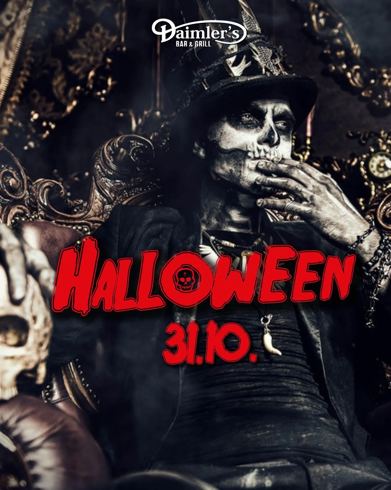 🎃 From Beetlejuice to Bloody Mary &ndash; it&rsquo;s time to get spooky! 👻
Join us for the ultimate Halloween Party at Daimlers Bar &amp; Grill 🕸️
🗓️ October 31 | from 6 PM
Dress to impress (or scare 😈) and let&rsquo;s party till the monsters go