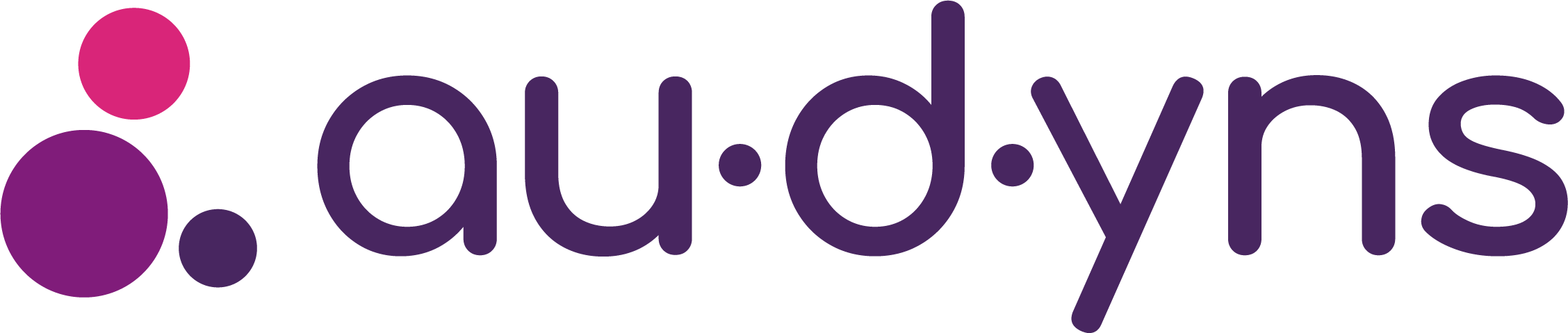 Audyns logo in purple and pink.