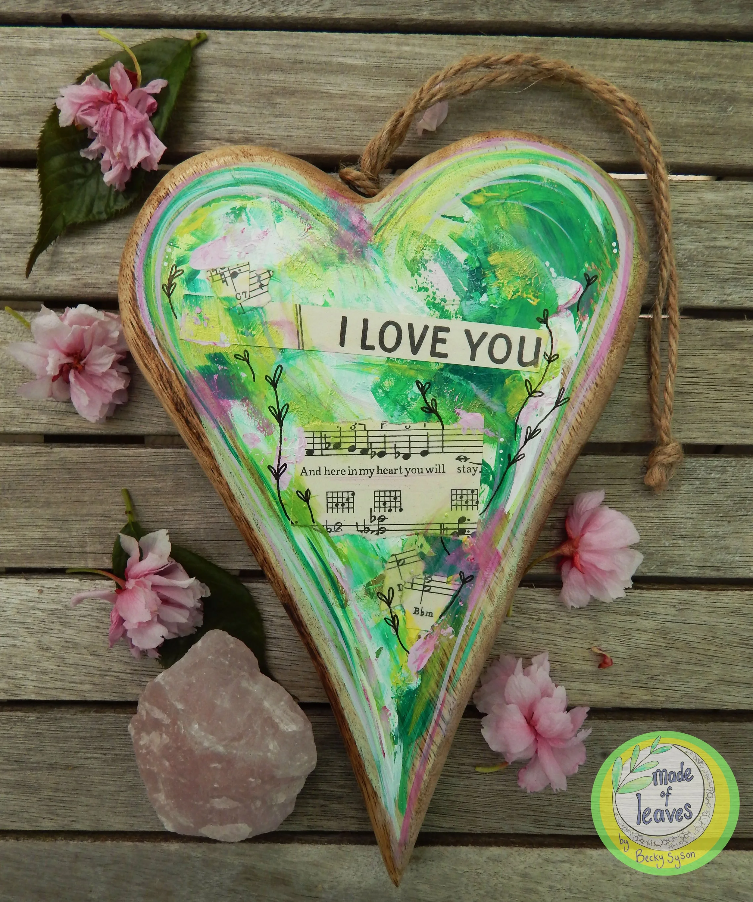 Wooden Heart Art mixed media I Love You. 2021.jpg