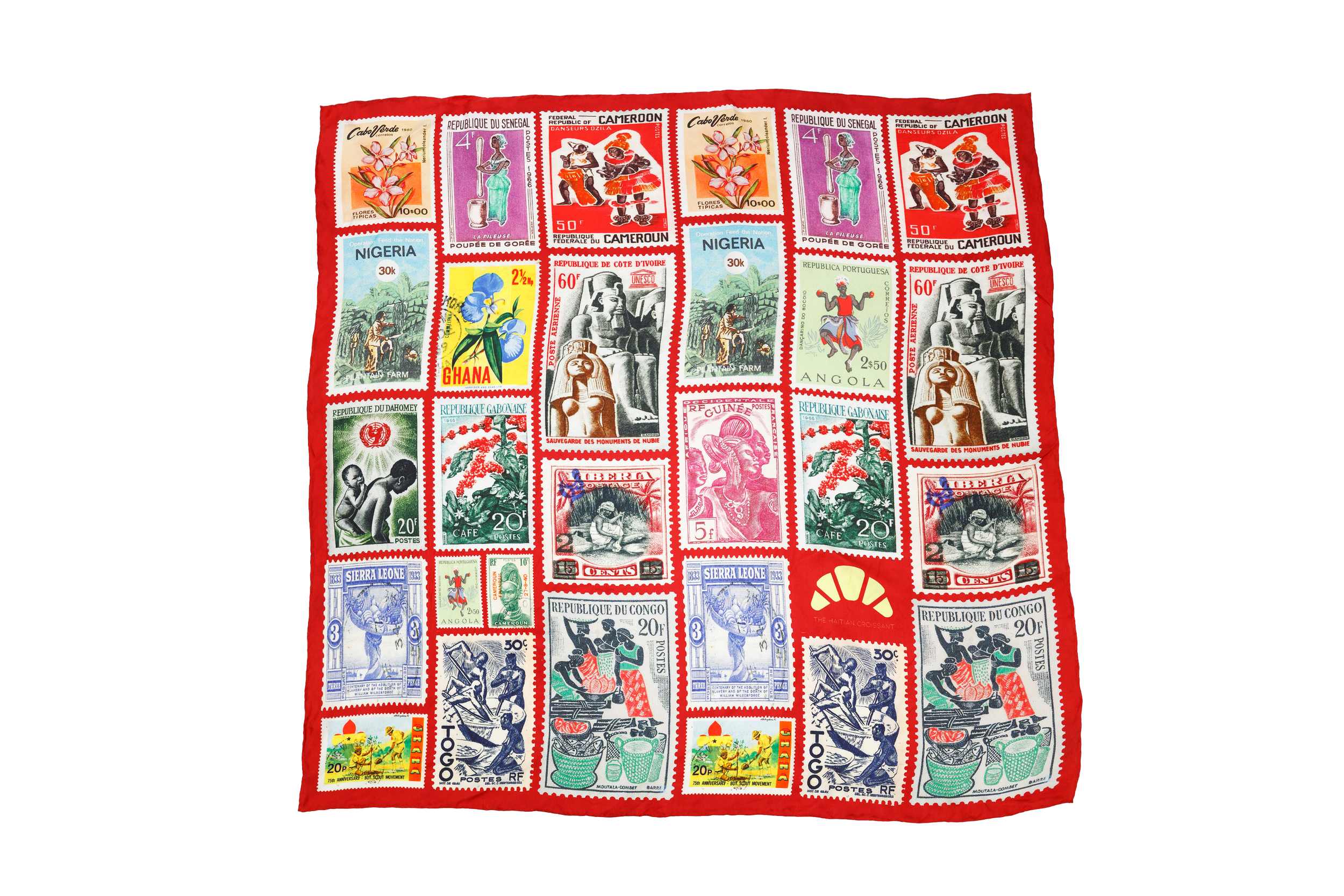 With Love, From West Africa —Vintage Stamp Silk Scarf