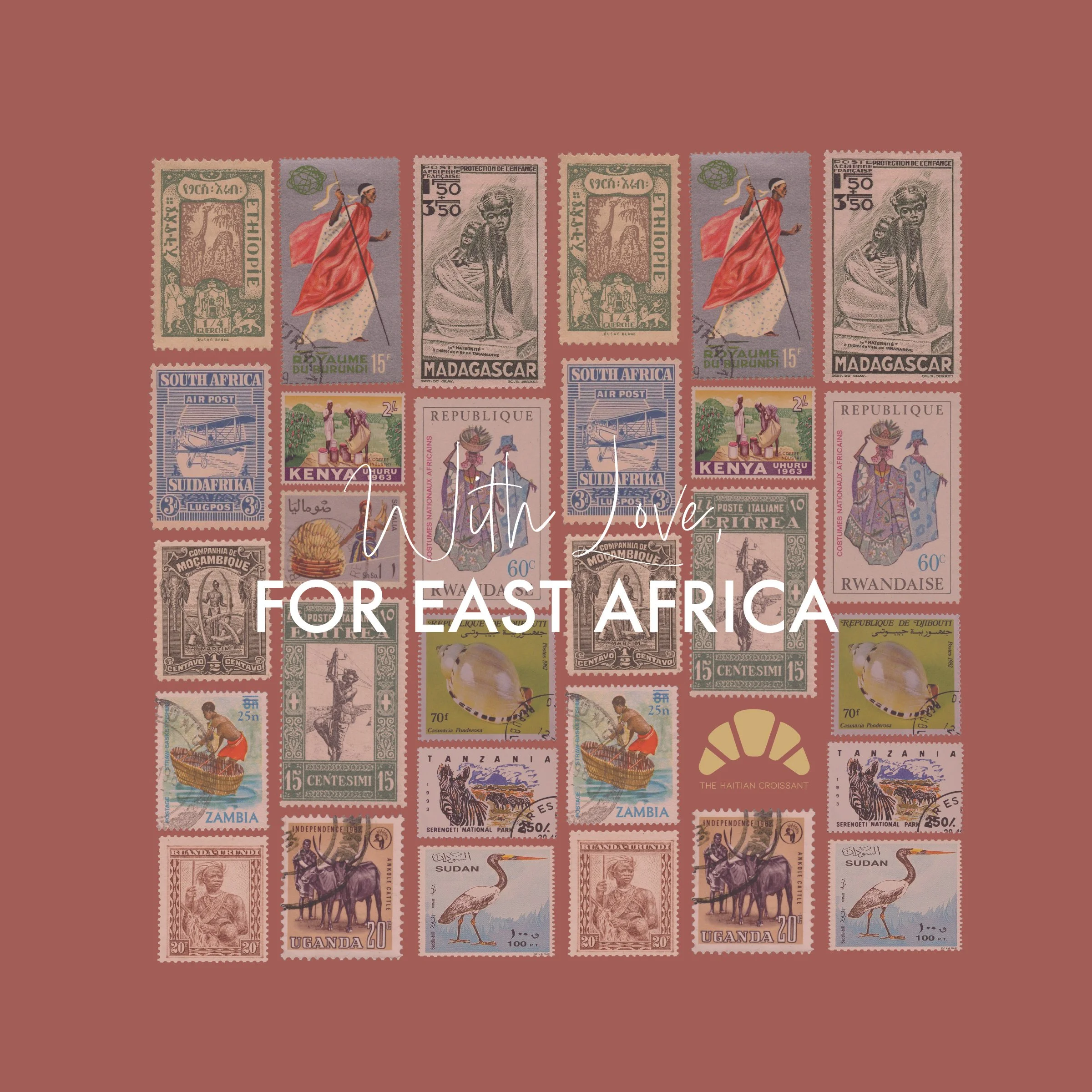 With Love, For East Africa  — Vintage Stamp Silk Scarf (JANUARY PRE- ORDER)