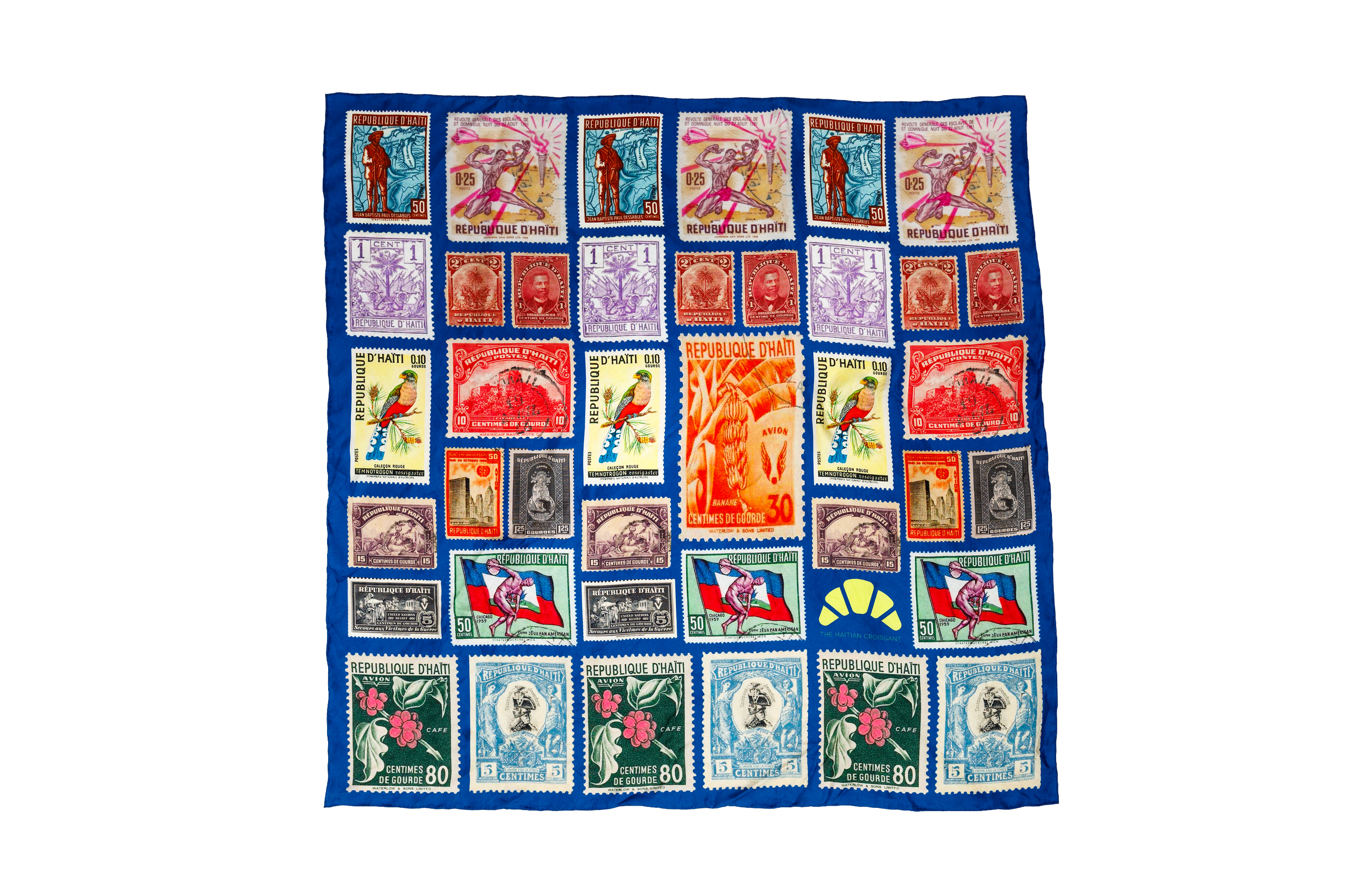 Vintage Haiti Postage Stamp Silk Scarf - With Love Collection