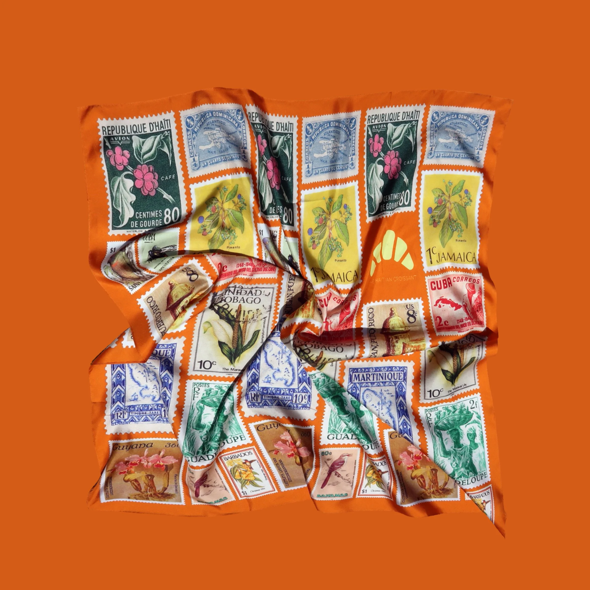 With Love, From the West Indies — Vintage Stamp Silk Scarf